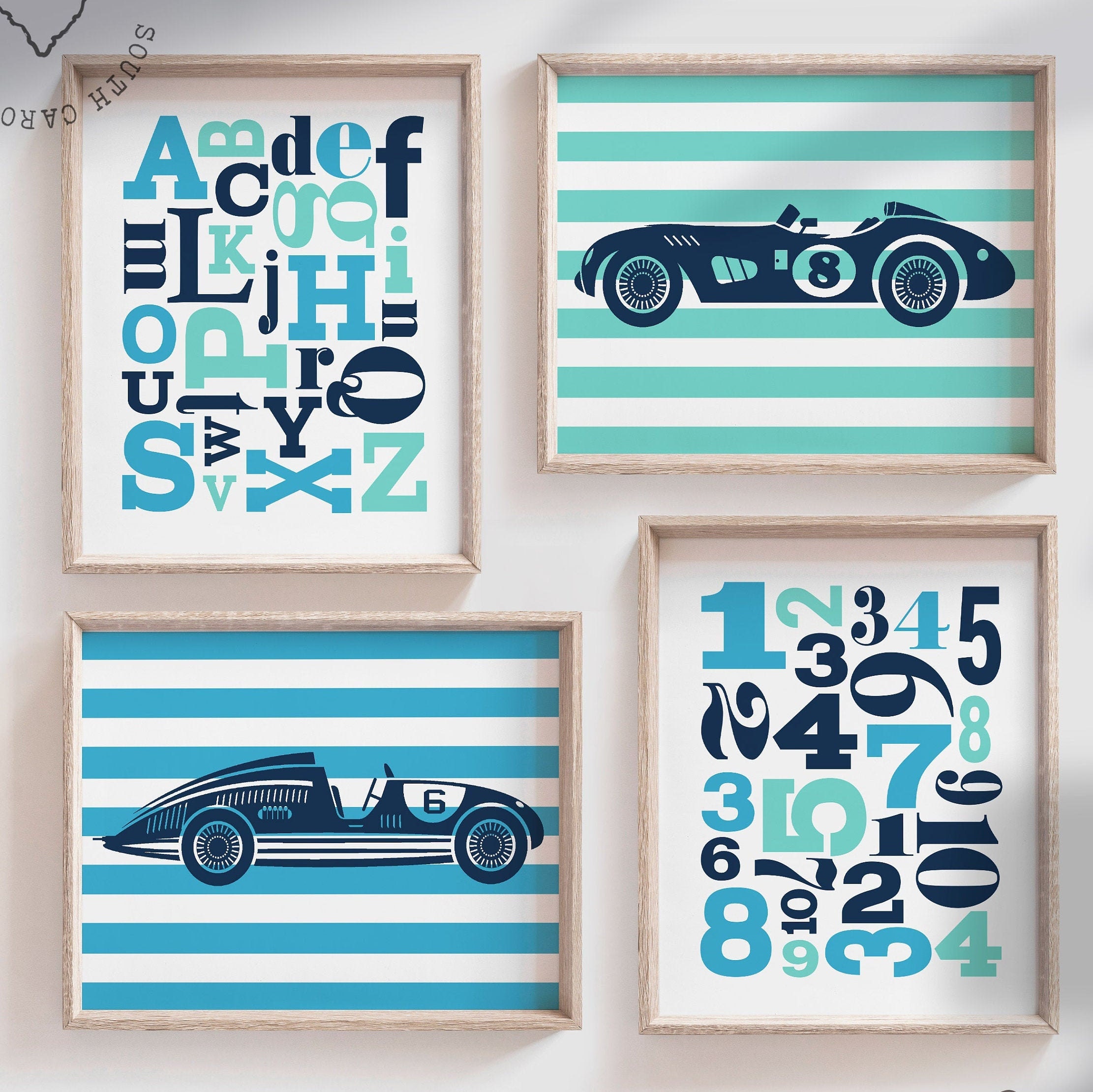 Racing nursery art, racing bedroom art, boys art, car wall decor, boy
