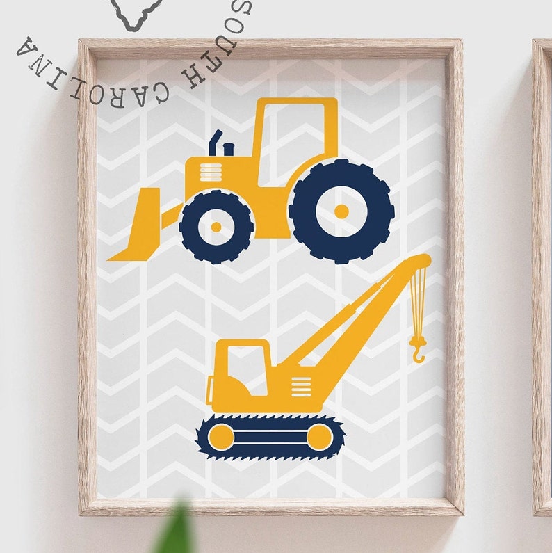 Kinderzimmer Junge Bagger Baby junge Bau Kinderzimmer Dekor Marine blau und gelb
