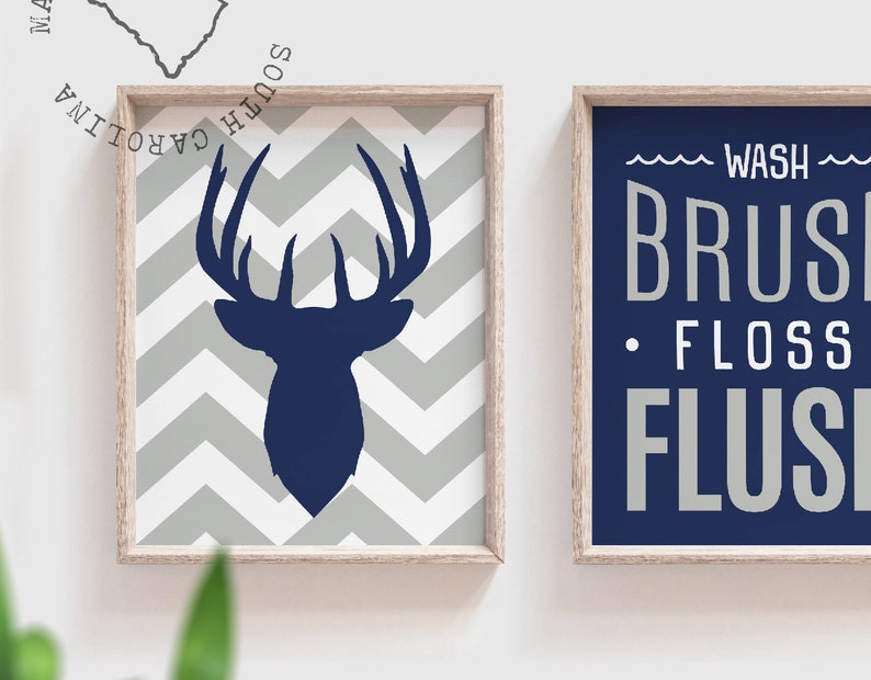 Boys bathroom decor deer theme bathroom wash brush floss Etsy