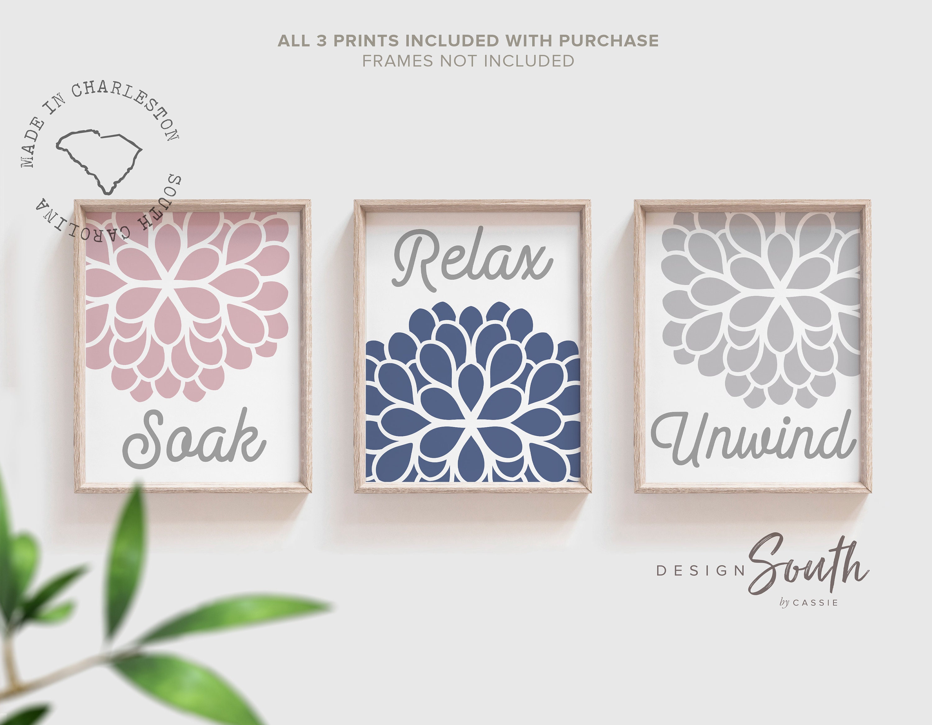 Floral bathroom wall art, floral bathroom art, floral bathroom decor