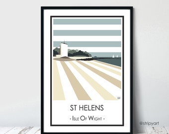 St Helens Old Church, Stripes. Isle of Wight. Travel poster. High quality print. Coastal posters for the home. Stripe vintage designs.