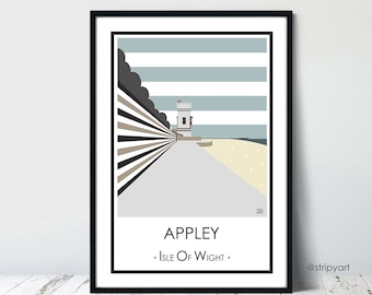 APPLEY TOWER. Stripes. Isle of Wight. Graphic design travel poster. High quality print. Coastal posters for the home. Stripe retro designs.