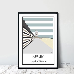 APPLEY TOWER. Stripes. Isle of Wight. Graphic design travel poster. High quality print. Coastal posters for the home. Stripe retro designs.