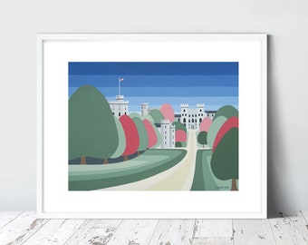 Windsor Castle. Minimalist, semi abstract. Signed Giclee Print by Suzanne Whitmarsh. Stripy art, art prints.