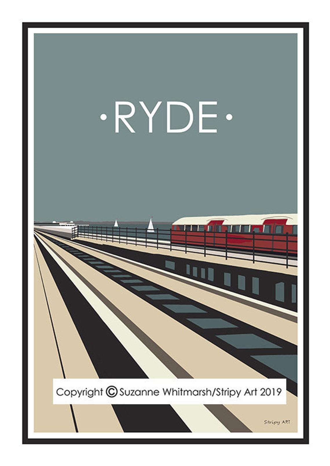 RYDE TRAIN Isle of Wight. Graphic travel poster. High quality Etsy
