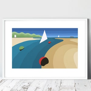 Unterwegs.  Print Bembride Hafen, I.O.W.  Limitierter Giclée-Druck von Suzanne Whimarsh, abstrakte Kunst, Bojen, Nautik, Kunst.