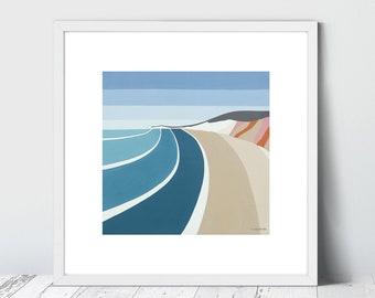 COMPTON BAY. Surf Beach. Limited Edition Giclee Art Print by Suzanne Whitmarsh. High quality complete with mount. Isle of Wight.