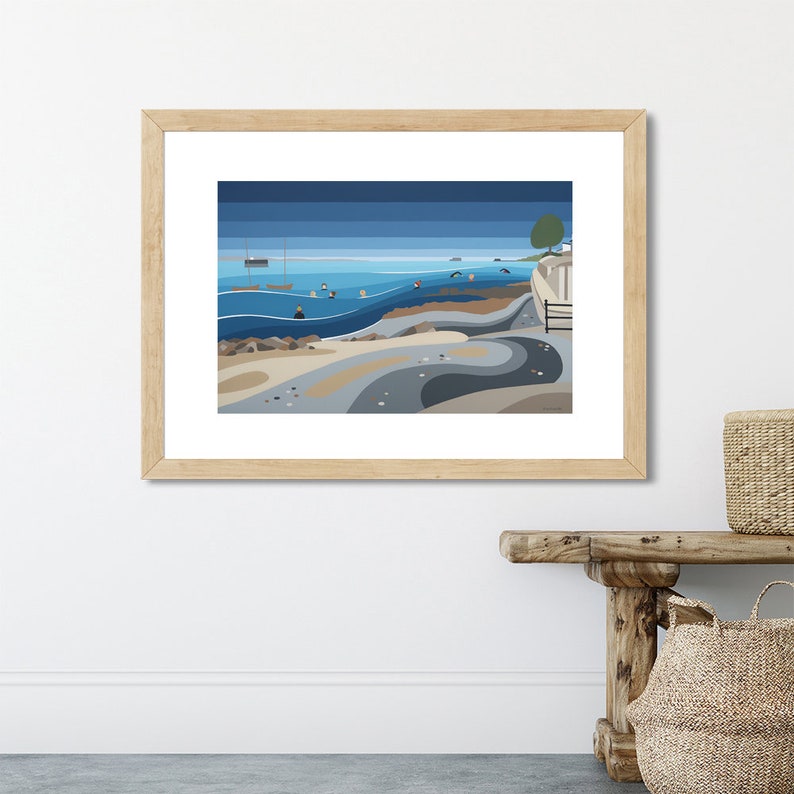 SEAVIEW SWIMMERS. Isle of Wight. Limited Edition Giclee Print by Suzanne Whitmarsh, sea swimming, stripes, vibrant, abstract art prints. image 3