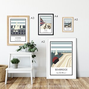 YARMOUTH OLD TOWN Isle of Wight. Graphic travel poster. High quality print. Coastal posters for the home. Stripe vintage designs. Souvenirs image 3
