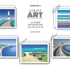 5er-Pack DORSET ART CARDS. Weymouth. Kollektion 11. Größe A6 Geliefert mit weißen Umschlägen von Isle of Wight Künstlerin Suzanne Whitmarsh Bild 1