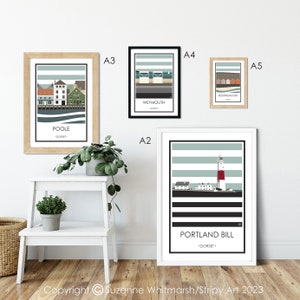 WIMBORNE. Dorset. Graphic design travel poster. High quality print. Vintage style posters for the home. Stripe retro designs. image 4