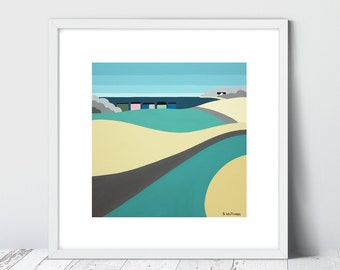 WALK DOWN DUVER,  Limited Edition Giclee Prints by Suzanne Whitmarsh. Isle of Wight. Seaside, abstract art,beach huts, seascsape,harbour