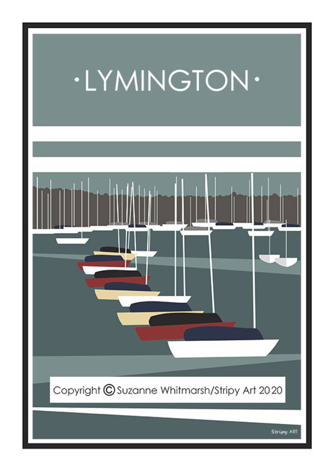 LYMINGTON BOATS. Hampshire Travel poster. High quality print. Etsy