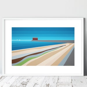 LANE END BEACH, Lifeboat station. Limited Edition Giclee Prints by Isle of Wight artist Suzanne Whitmarsh. Seaside prints. Art. image 1