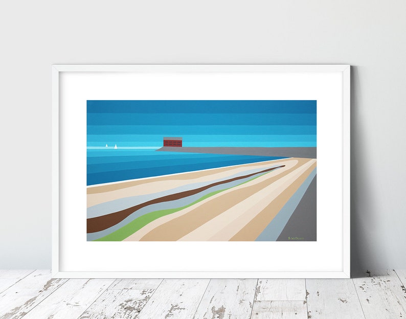 LANE END BEACH, Lifeboat station. Limited Edition Giclee Prints by Isle of Wight artist Suzanne Whitmarsh. Seaside prints. Art. image 1