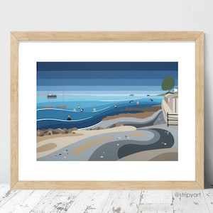 SEAVIEW SWIMMERS. Isle of Wight. Limited Edition Giclee Print by Suzanne Whitmarsh, sea swimming, stripes, vibrant, abstract art prints. image 2