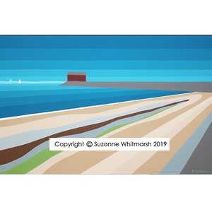 LANE END BEACH, Lifeboat station. Limited Edition Giclee Prints by Isle of Wight artist Suzanne Whitmarsh. Seaside prints. Art. image 3