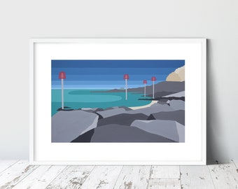 SEAGROVE BAY, Seaview Art Print, Stripes. Limited Edition Giclee Prints by Suzanne Whitmarsh. Isle of Wight art.