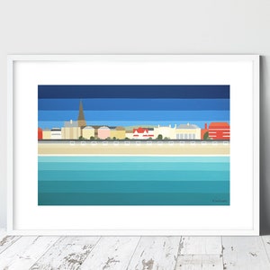 WEYMOUTH VIEW Limited Edition Giclee Prints by artist Suzanne Whitmarsh. Stripy art abstract art, jurassic coast dorset art prints. image 1