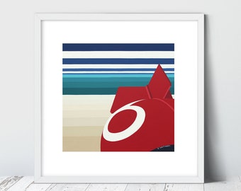 BIG BUOY.  Limited Edition Giclee Prints by Suzanne Whitmarsh. Isle of Wight & Dorset Artist. Stripes,stripy art,seacsape,harbour