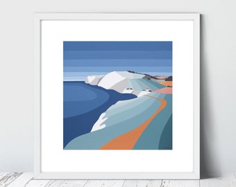 FRESHWATER BAY 2023. Limitierter Giclee Art Print von Suzanne Whitmarsh. Hochwertige Qualität komplett mit Passepartout. Insel Wight.