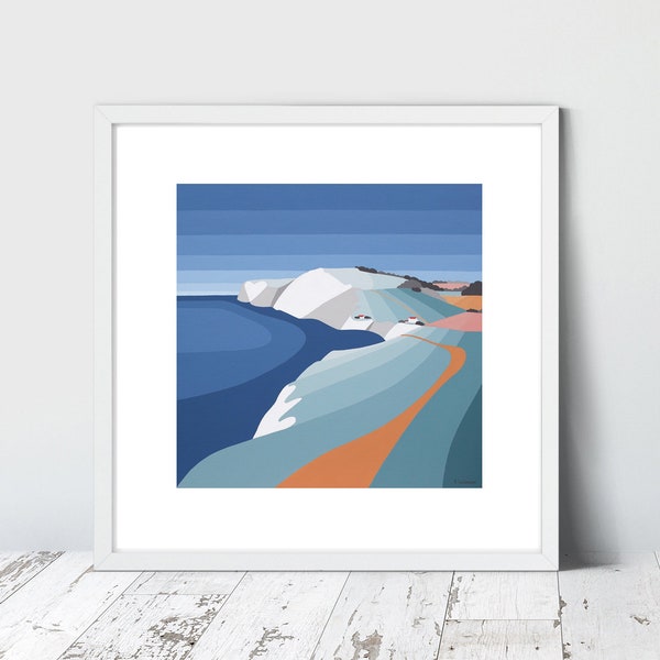 FRESHWATER BAY 2023. Limited Edition Giclee Art Print door Suzanne Whitmarsh. Hoge kwaliteit compleet met houder. Eiland Wight.