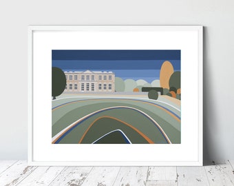 NORTHWOOD HOUSE I.O.W. Limited Edition Giclee Prints by Suzanne Whitmarsh. stately home, building, Stripy art, stripes, art prints.