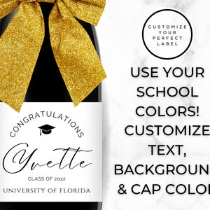 Custom Graduation Champagne Label, Custom Champagne Label, Champagne Bottle Labels, PHD Graduation Gift, Personalized Champagne Labels