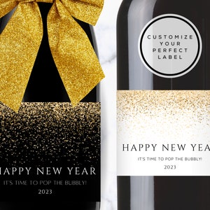 Custom New Years Champagne Labels, New Years Wine Labels, Wine Bottle Labels, Personalized Wine Label, Champagne Bottle Labels, New Years