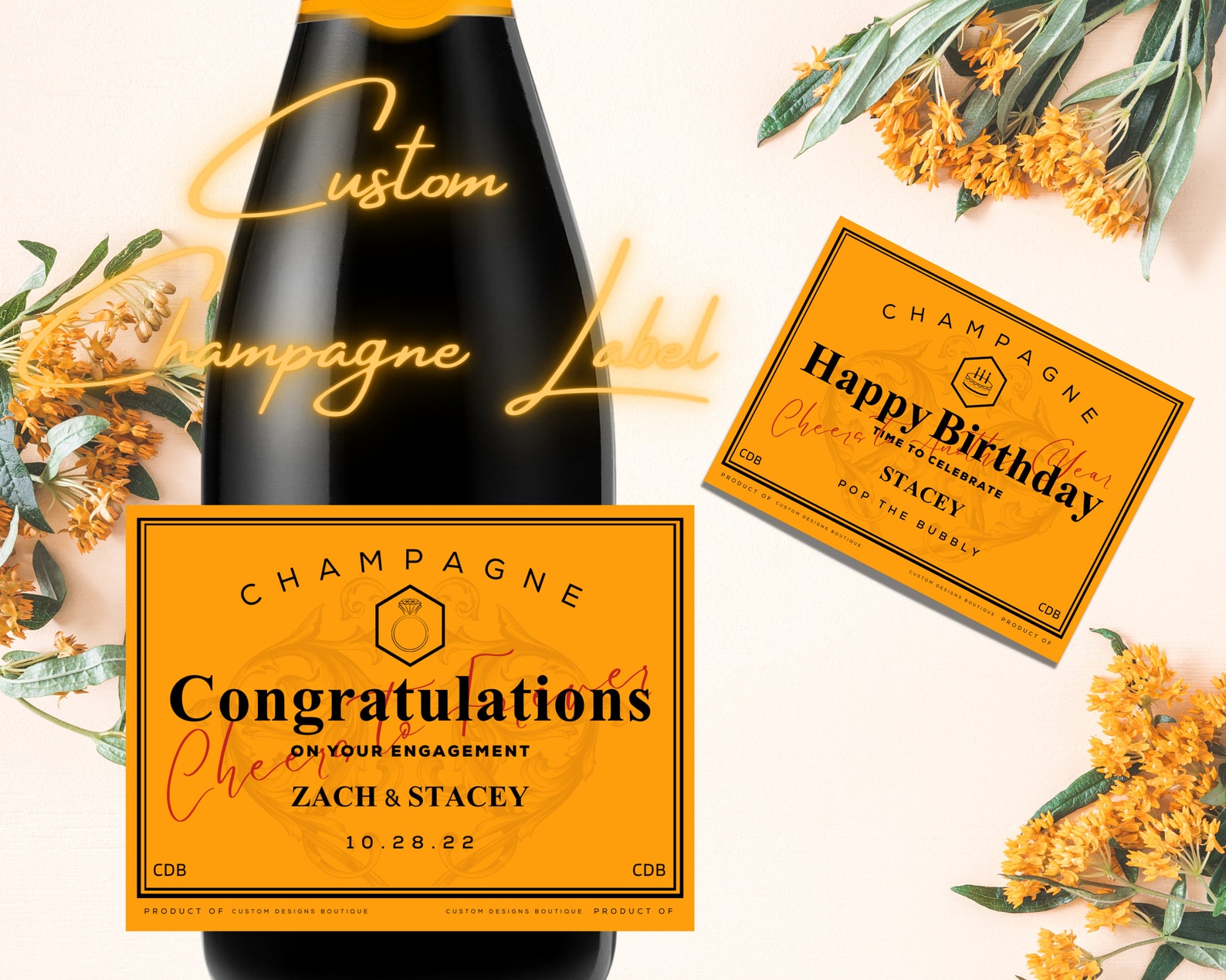Custom Champagne Label Champagne Bottle Labels Mini Etsy