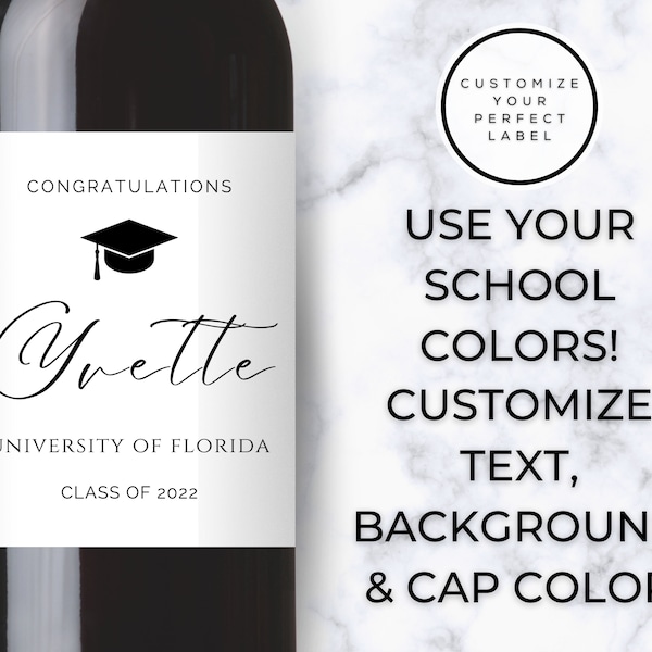 Custom Graduation Wine Label, Custom Wine Labels, Wine Bottle Labels, Personalized Wine Label, Graduation Gift, PHD Graduation Gift