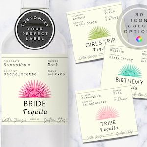 Custom Tequila Label, Tequila Bottle Label, Mini Bottle Labels, Bridesmaid Proposal Tequila, Gift for Her, Birthday Gift for Her, Bach Bash