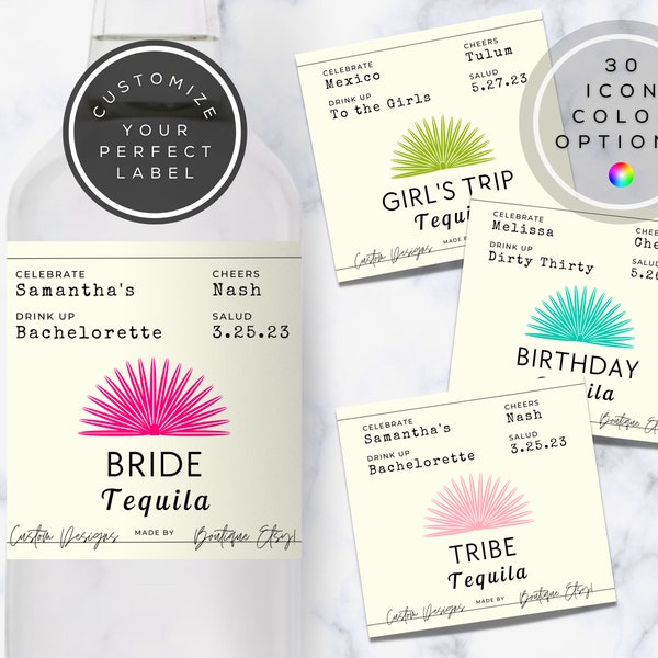 Custom Tequila Label, Tequila Bottle Label, Mini Bottle Labels, Bridesmaid Proposal Tequila, Gift for Her, Birthday Gift for Her, Bach Bash