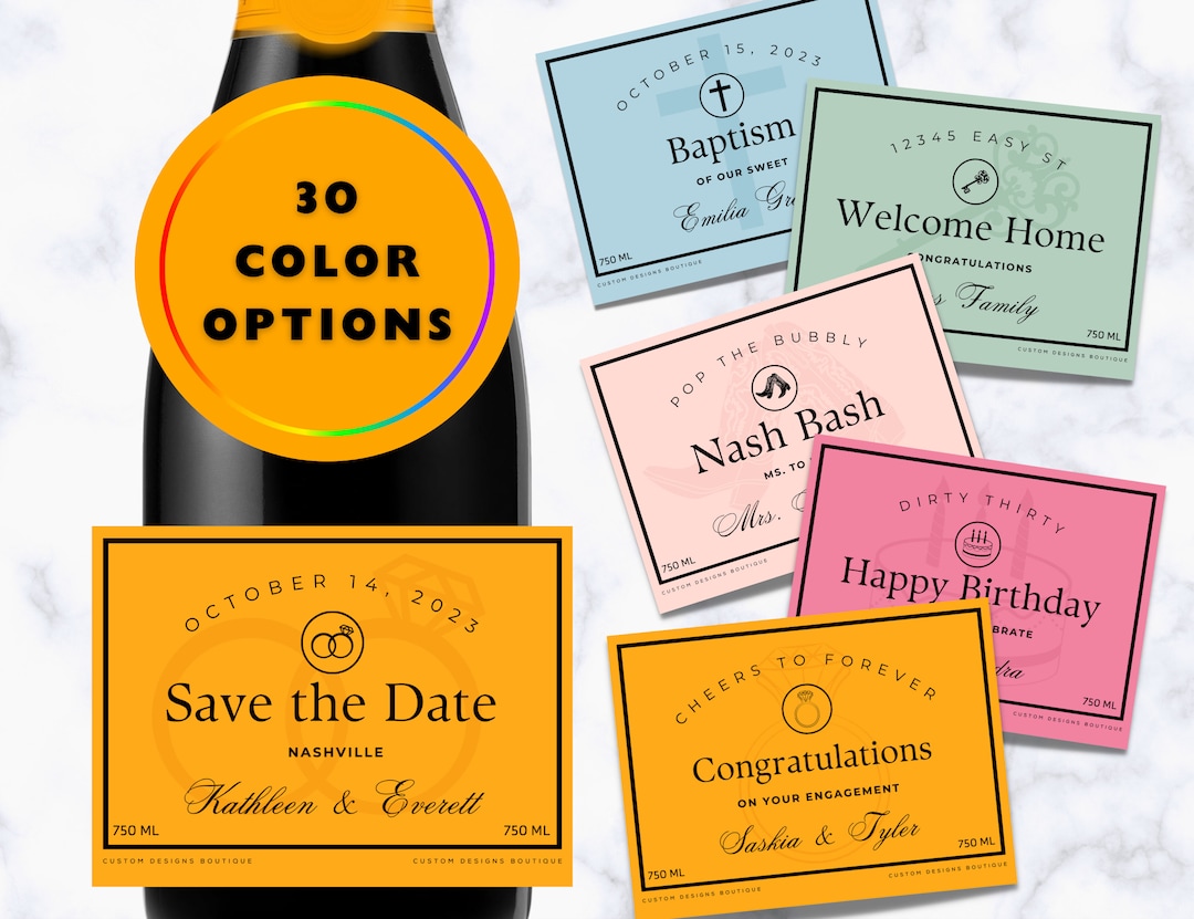 Custom Champagne Label, Champagne Bottle Labels, Mini Champagne Bottle Labels, Printable ...