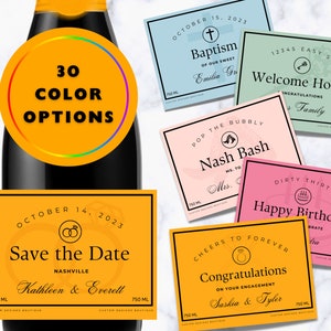 Custom Champagne Label, Champagne Bottle Labels, Mini Champagne Bottle Labels, Printable, Champagne Labels,  Personalized Champagne Labels