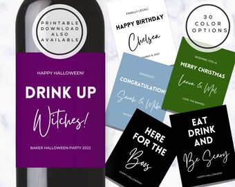 Custom Wine Labels, Champagne Labels, Wine Labels, Wine Bottle Labels, Printable, Digital Download Label, Halloween wine labels