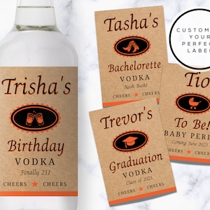 Vodka Bottle Label, Vodka Label, Custom Vodka Label, Vodka Bottle Label, 21st birthday gift, Bridesmaid Proposal, 21st birthday gift for her