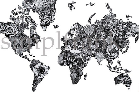 Carte Du Monde En Noir Et Blanc