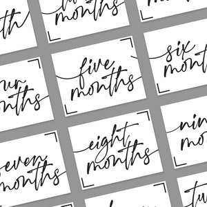 Clean script Baby Milestone Cards / Instant Download / Printable / Newborn Baby Photo