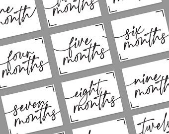 Clean script Baby Milestone Cards / Instant Download / Printable / Newborn Baby Photo