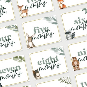 Woodland Animal Baby Milestone Cards / Téléchargement instantané / Imprimable / Photo de bébé nouveau-né