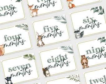 Circles/ Woodland Animal Baby Milestone Cards / Instant Download / Printable / Newborn Baby Photo