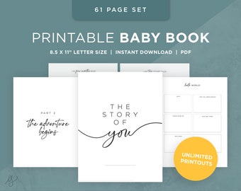 Australian English Printable Baby Book Pages / Keepsake Journal / Instant Download / Newborn milestone book / Simple & clean