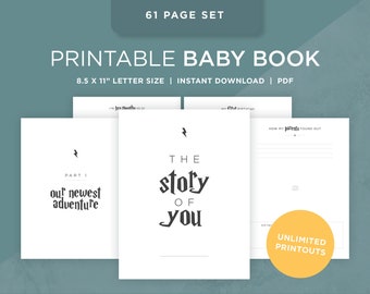 Wizard Themed Printable Baby Book Pages / Keepsake Journal for Baby’s First Year – Year Five / Instant Download / Newborn milestone book