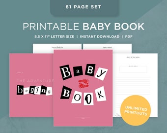 Printable Baby Book Pages / Keepsake Journal for Baby’s First Year – Year Five / Instant Download / Newborn milestone book / Mean girls