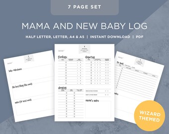 Wizard themed Printable Baby Tracker for New Mom | Nanny log | Newborn Journal | Daily baby report
