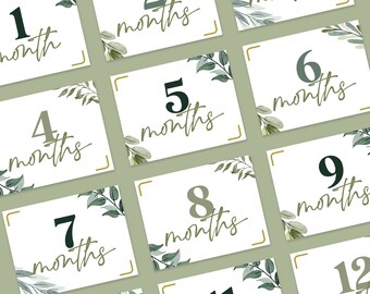 Watercolor Plants Baby Milestone Cards / Newborn Baby Photo