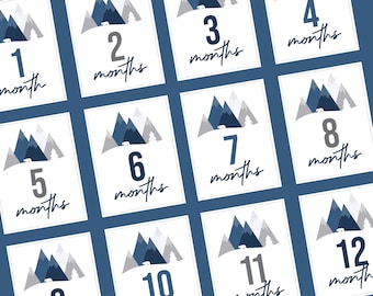 Mountain Themed Baby Milestone Cards / Instant Download / Printable / Newborn Baby Photo