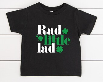 Rad Little Lad | St Patricks Day Baby Tshirt | Irish toddler outfit | Infant Fine Jersey Tee | White or Black with Green lettering