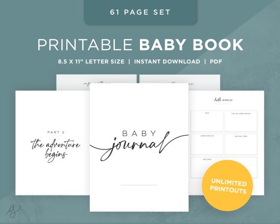 Printable Baby Book Pages / Keepsake Journal for Baby’s First Year – Year Five / Instant Download / Newborn milestone book / Simple, clean 2